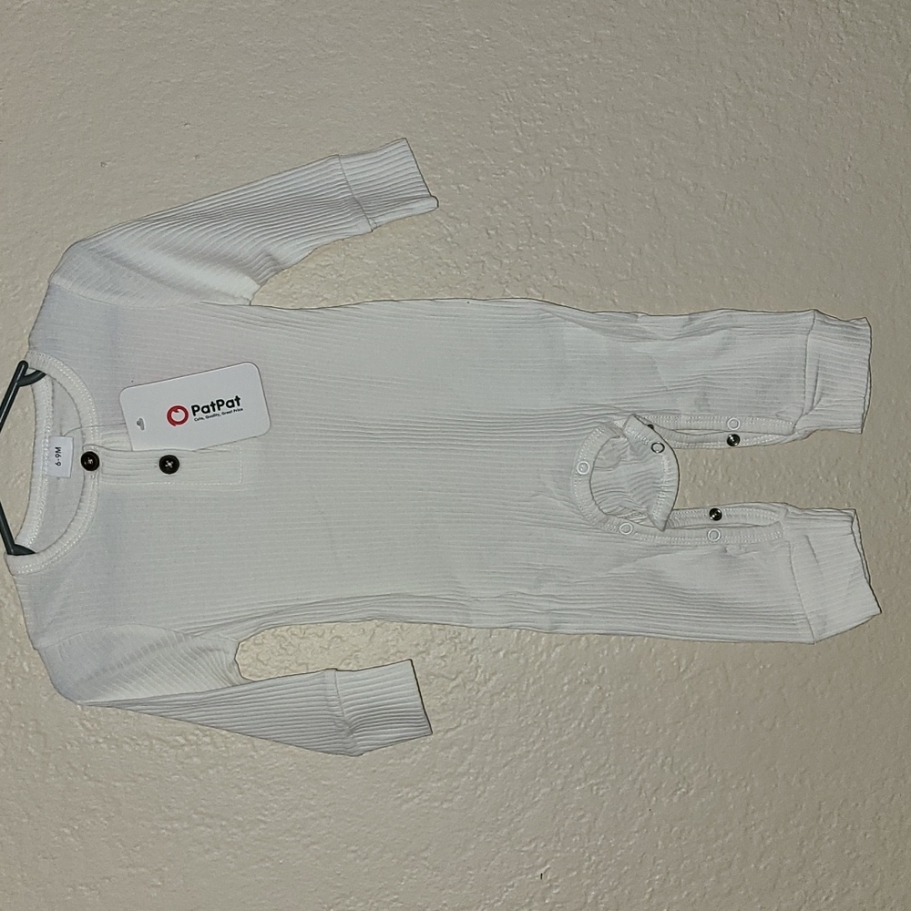 Ribbed Solid Long-sleeve Baby Jumpsuit